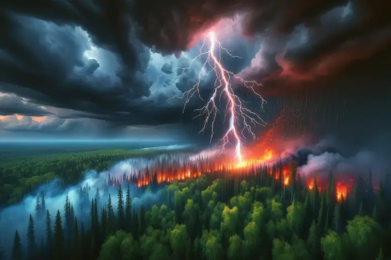 Lightning Strikes Ignite Boreal Forest Wildfires: Carbon Storage at Risk